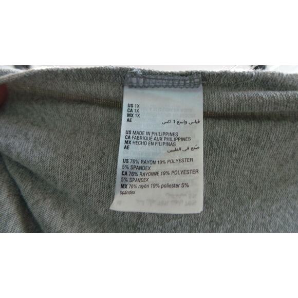 Style Co 1X Plus Snit Top Heathered Long Sleeve Lightweight Shirt Layering Work - Picture 10 of 10